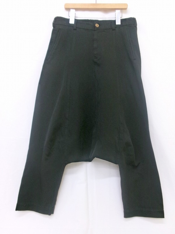 コムコム コムデギャルソンCOMME des GARCONS ポリコットンフロントラップワイドサルエルパンツ 黒XS | DCブランド古着通販プレイフル