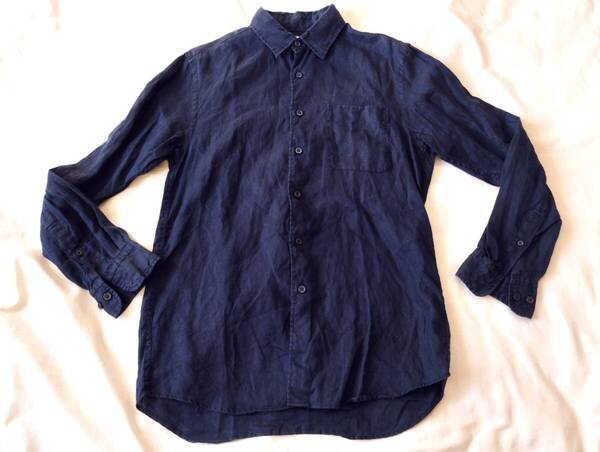 紺リネンシャツ M OLD Uniqlo