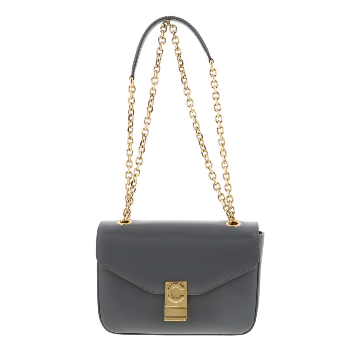 CELINE セリーヌ バッグ ショルダー/メッセンジャーバッグ 187253 Gray Leather セーバッグ ミディアム