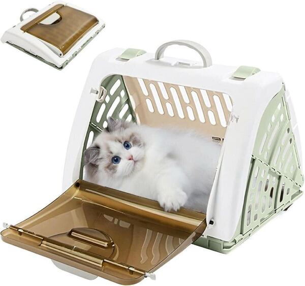 ペットキャリー ペットキャリーケース コンパクト 折りたたみ式 猫用・小型犬 クレート お出かけ ドライブ 旅行 通気性 丸洗い 大容量