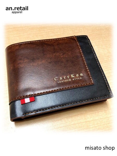 ★メンズ 二つ折り財布 マルチ機能 ビジネス ショートウォレット ブラック CARRKEN Fashion Wallet