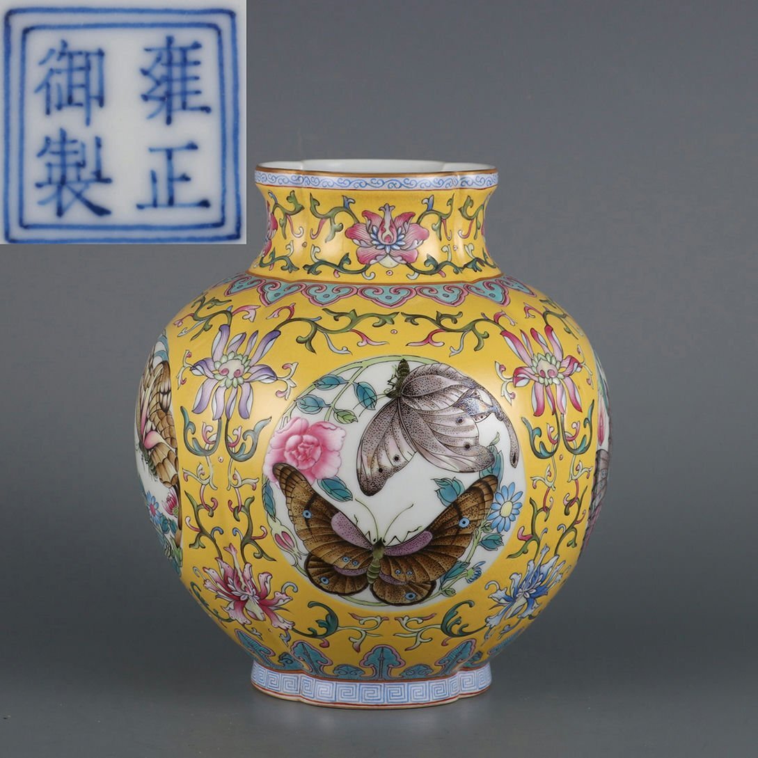中国古美術品 民国 粉彩仕女花瓶 色絵獣首大瓶 46cm 美術品
