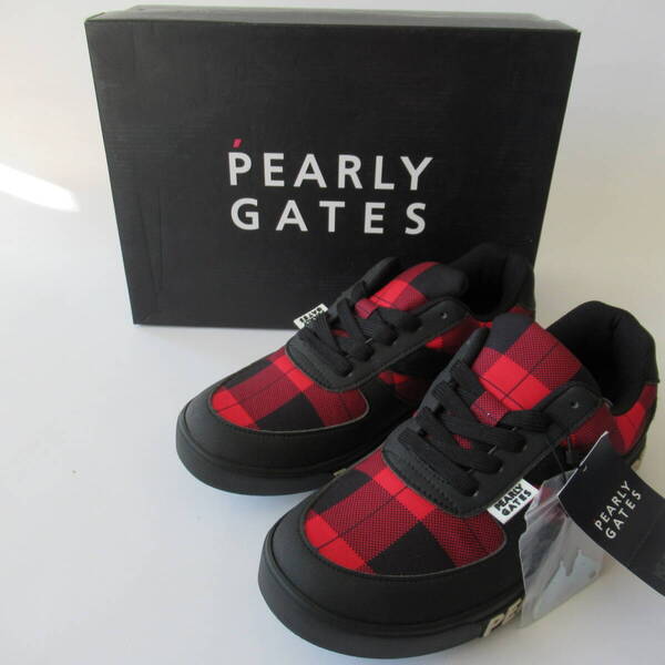 ■■202502即決■ PEARLY GATES パーリーゲイツ新品 バッファローチェック スパイク ゴルフシューズ レンチ付 23.0cm