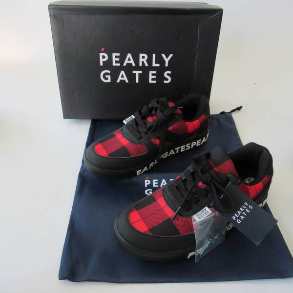 ■■202502即決■ PEARLY GATES パーリーゲイツ新品 バッファローチェック スパイク ゴルフシューズ 専用袋・レンチ付 23.5cm