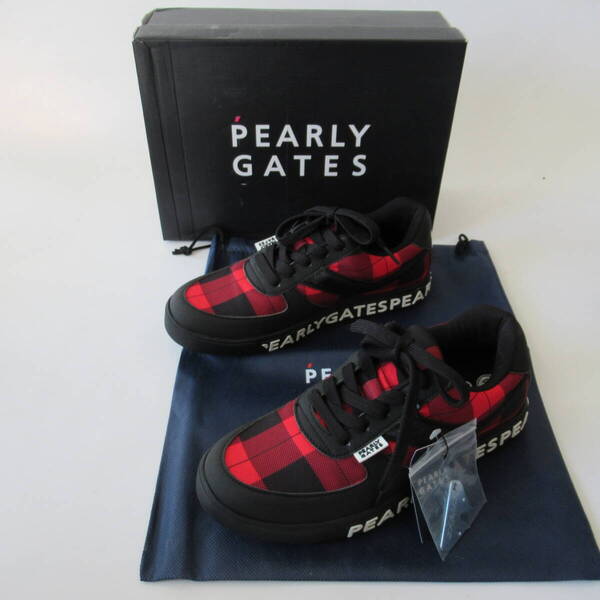 ■■202502即決■ PEARLY GATES パーリーゲイツ新品 バッファローチェック スパイク ゴルフシューズ 専用袋・レンチ付 24.0cm