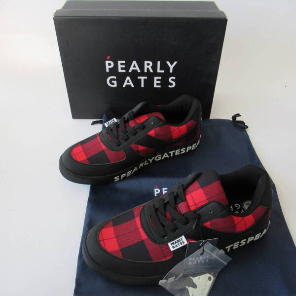 ■■202502即決■ PEARLY GATES パーリーゲイツ新品 バッファローチェック スパイク ゴルフシューズ 専用袋・レンチ付 25.0cm