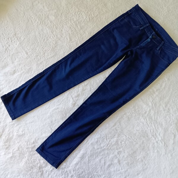 【美品】Lee リー ストレッチ カラースキニーパンツ 薄地 ローライズ 5ポケット インディゴブルー M ★1000