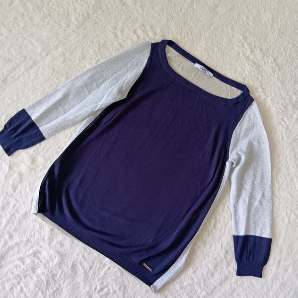 LIU・JO JEANS リュー ジョー 薄地 バイカラー ラメ カットソー トップス sizeS ★1000