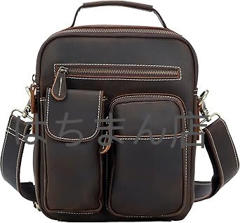 雅革 ショルダーバッグ メンズ 本革 人気 縦型 斜めがけ メッセンジャーバッグ レザー ipad対応 軽量 防水 メンズ 革 ダークブラウン