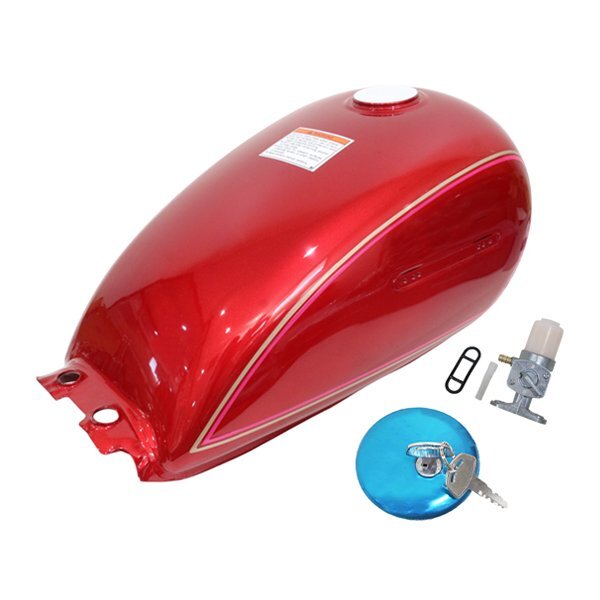 GN125 グラストラッカー ボルティー 燃料タンク 3点セット フューエルコック ガソリンタンク タンクキャップ 燃料コック スペアキー レッド