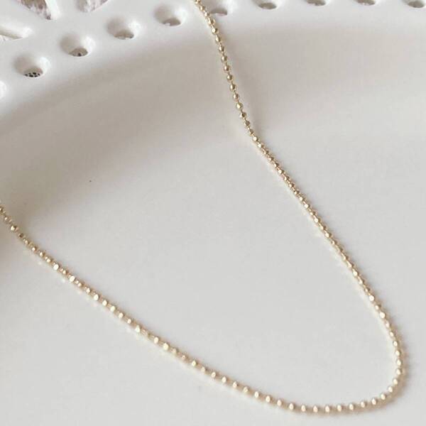チェーンネックレス 細目ボールチェーン キラキラ シンプル 綺麗 美品☆Vintage jewelry accessories R0303
