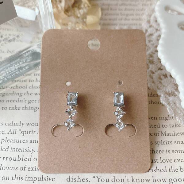 イヤリング キラキラビジュー シルバー シンプルきれい 高見え 美品☆Vintage jewelry accessories R0308