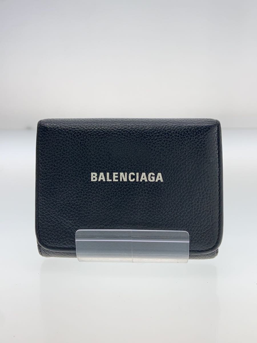 BALENCIAGA◆3つ折り財布/レザー/BLK/レディース/655743・1090・T・527545