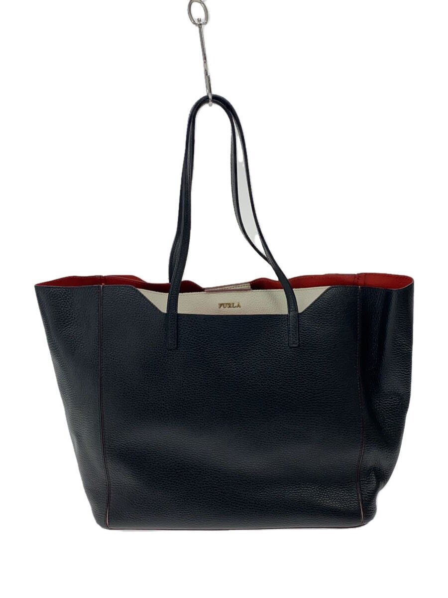 FURLA◆トートバッグ/レザー/BLK