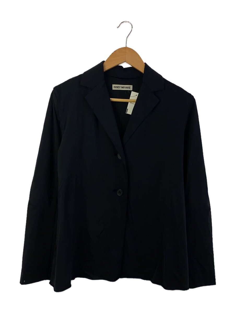 ISSEY MIYAKE◆テーラードジャケット/2/ナイロン/BLK/無地/IM23JD097