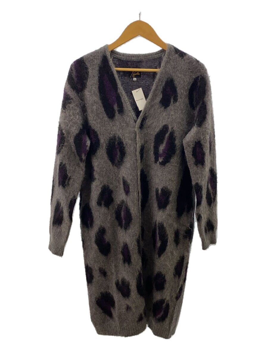 Needles◆Mohair Long Cardigan/M/モヘア/グレー/総柄/J0261