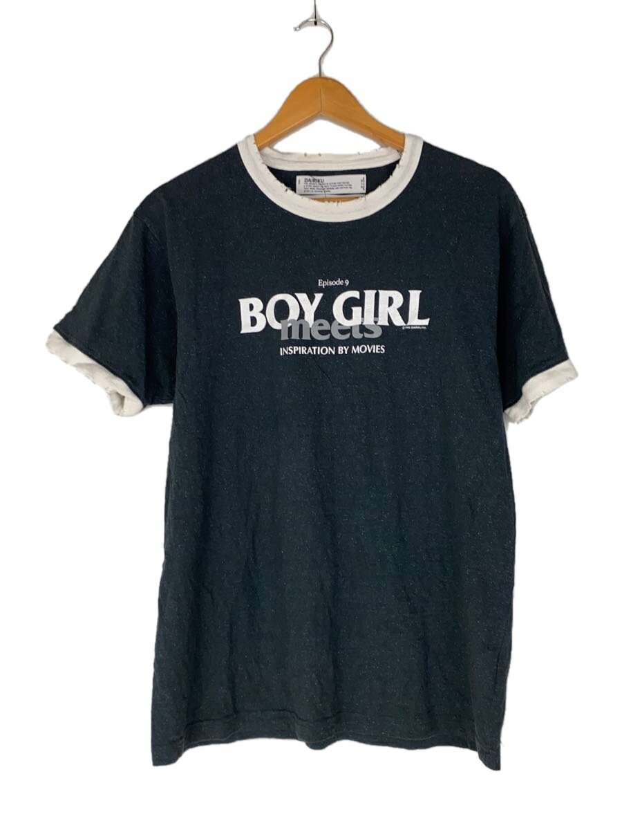 DAIRIKU◆22SS/TRIM TEE/Tシャツ/L/コットン/ブラック/BOY MEETS GIRL