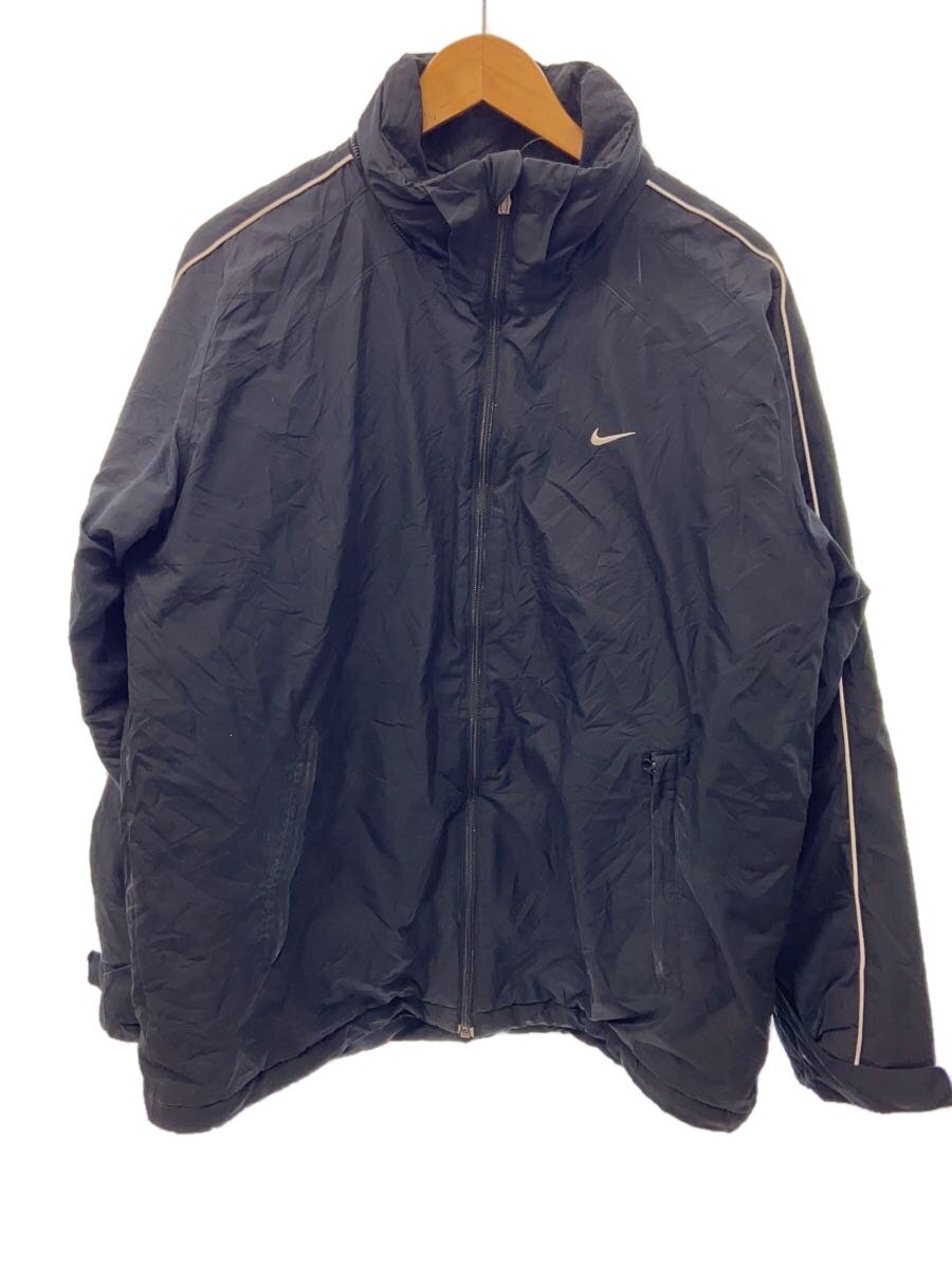 NIKE◆00s/中綿ジャケット/M/ポリエステル/BLK/341561-010/全体的に擦れ・小穴有