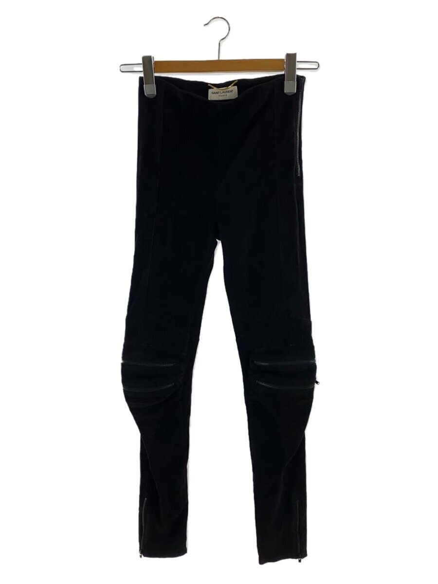 SAINT LAURENT◆ボトム/-/山羊革/BLK/無地/yc2dx