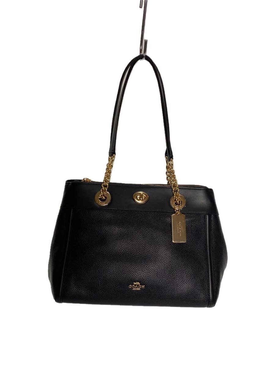 COACH◆ターンロック・イーディ_ブラック/-/BLK/無地