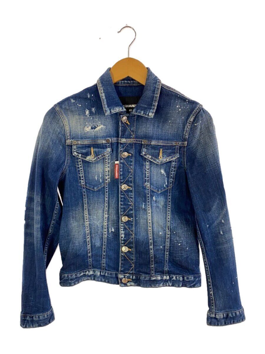 DSQUARED2◆Gジャン/ダメージ加工/ペイント/42/デニム/IDG/s74am0699