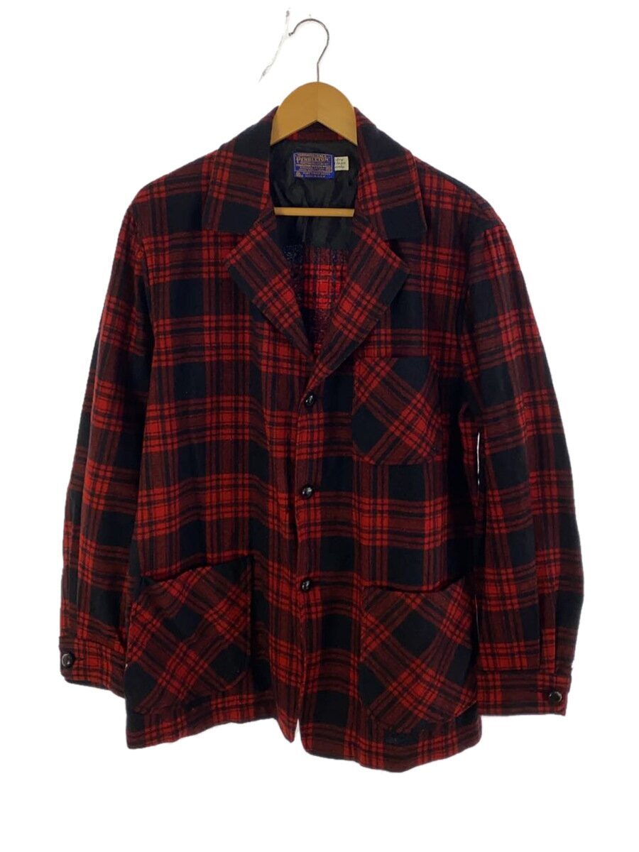 PENDLETON◆ジャケット/M/ウール/RED/チェック