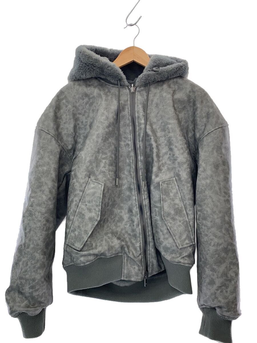 ZARA◆リバーシブルボンバージャケット/M/フェイクレザー/GRY/0093/304/802