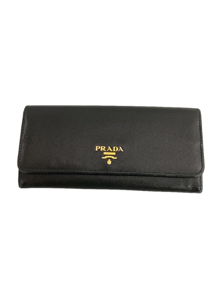 PRADA◆長財布/レザー/BLK/無地/レディース/1M1132