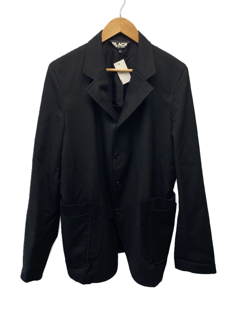 BLACK COMME des GARCONS◆13AW~14SS/ポケット部コーデュロイ/テーラードジャケット/L/ウール/BLK/1L-J009//