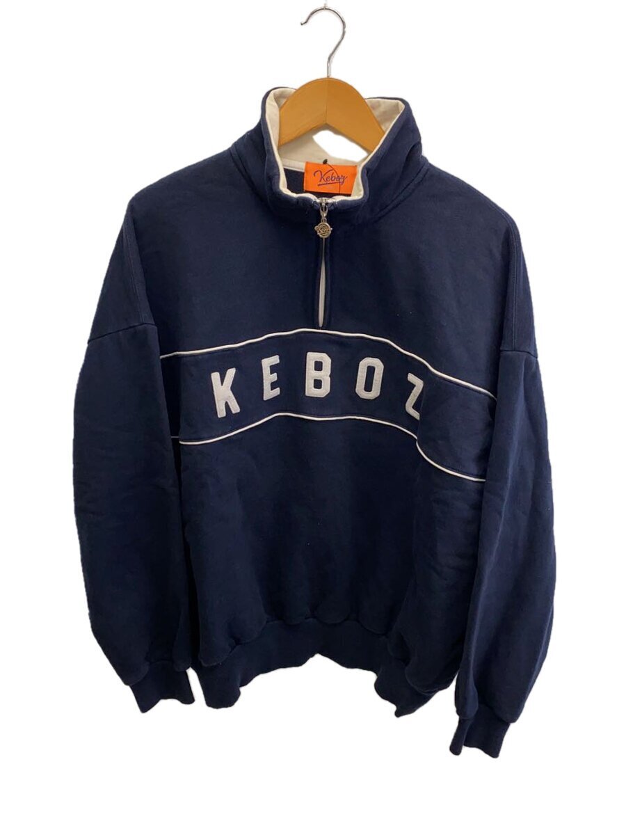 Keboz◆ジップパーカー/M/コットン/NVY/無地/2TONE HALF ZIP SWEAT