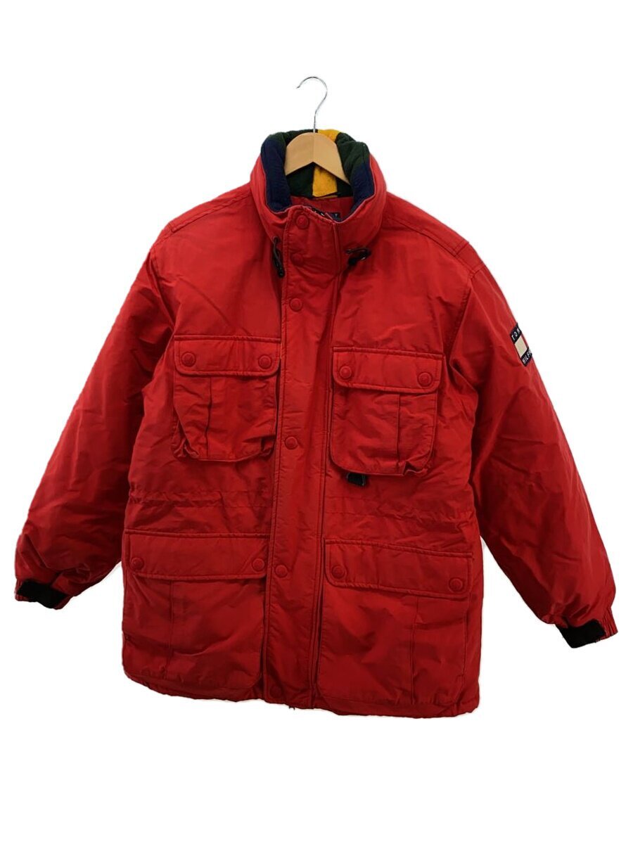 TOMMY HILFIGER◆ダウンジャケット/M/ナイロン/RED/無地/0586647-5686