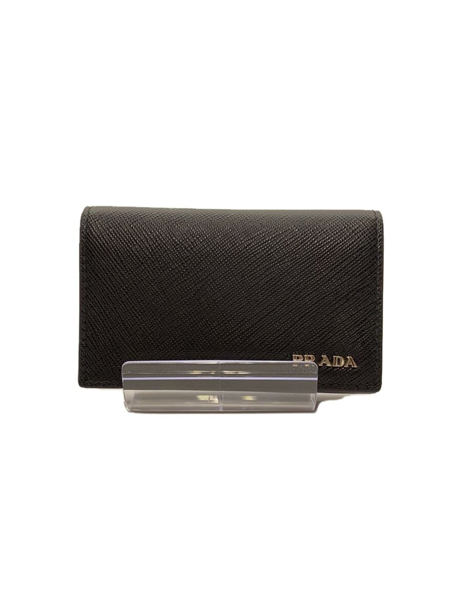 PRADA◆カードケース/レザー/BLK/無地/メンズ