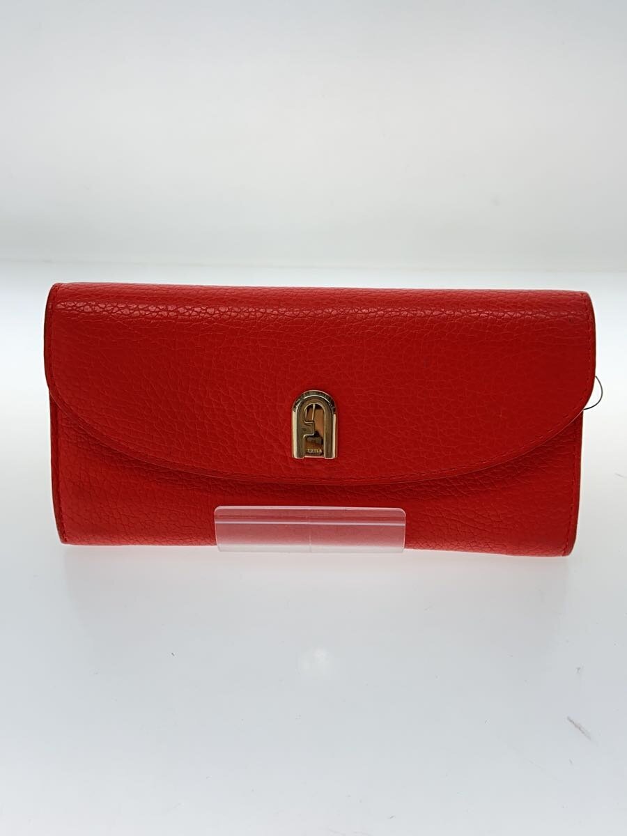 FURLA◆長財布/-/RED/無地/レディース
