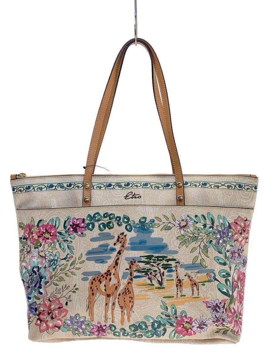 ETRO◆アニマル柄/トートバッグ/-/CRM