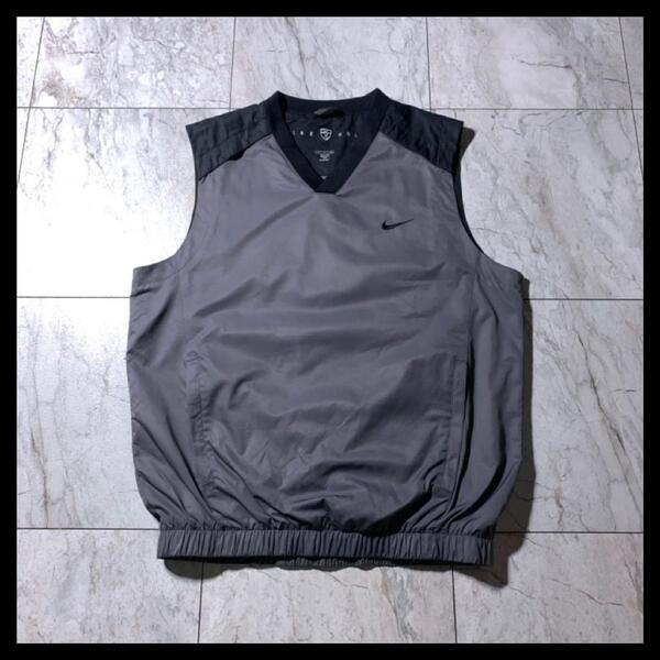 00s NIKE ナイロン プルオーバー ベスト グレー × ブラック y2k