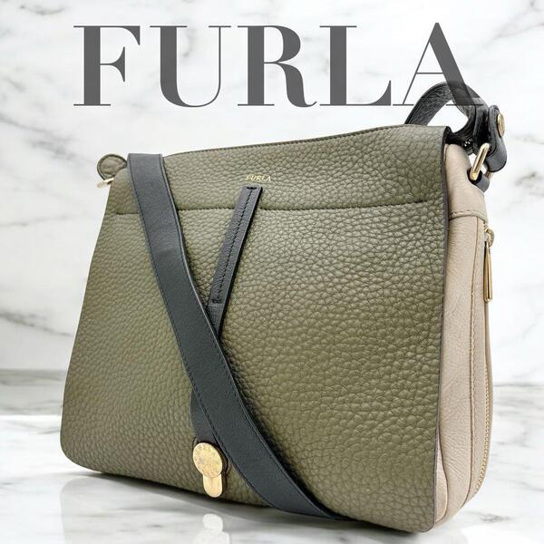 美品 FURLA メッセンジャーバッグ ショルダーバッグ Z021