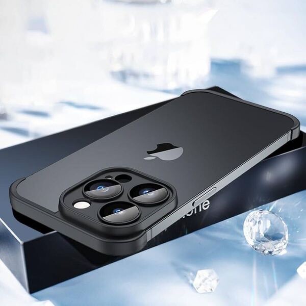 2300046☆ 【OBOK】枠無し iPhone 13 Pro Max 用 フレームレス 保護ケース (ソフトTPU製, 黒)
