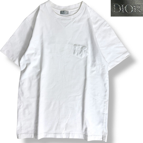 J6438 良品 ディオール メン 20AWステューシー ダブルネーム Tシャツ ホワイトM DIOR MEN