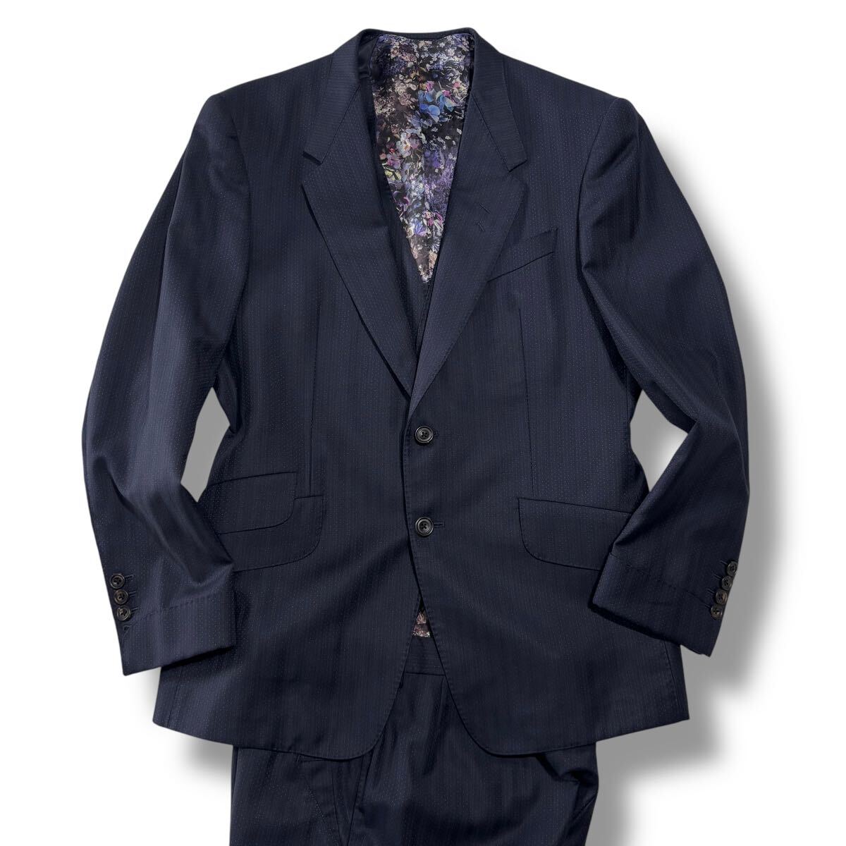 極美品 Paul Smith COLLECTION『溢れ出す高級感』ポールスミスコレクション スーツ 3ピース セットアップ Lサイズ 裏地花柄 ネイビー 極美品 Paul Smith COLLECTION『溢れ出す高級感』ポールスミスコレクション スーツ 3ピース セットアップ Lサイズ 裏地花柄 ネイビー