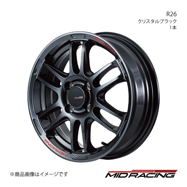 MID RACING/R26 ソリオ/ソリオバンディット MA15S アルミホイール1本【15×5.0J 4-100 INSET45 クリスタルブラック】