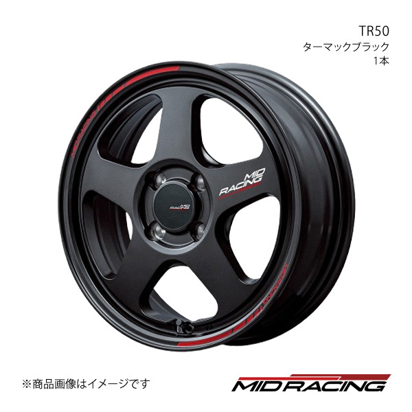 MID RACING/TR50 ミラ イース 350/360系 アルミホイール1本【15×5.0J 4-100 INSET45 ターマックブラック】