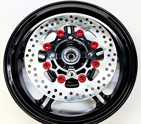 送料無料 匿名発送 z125pro用超大径リアフローティングビックディスクローター 220mm レッドピンブラック