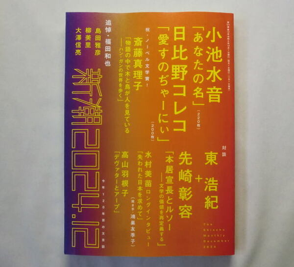文芸誌『新潮 2024年12月号』小池水音「あなたの名」日比野コレコ「愛すのぢゃーにぃ」東浩紀 水村美苗 高山羽根子
