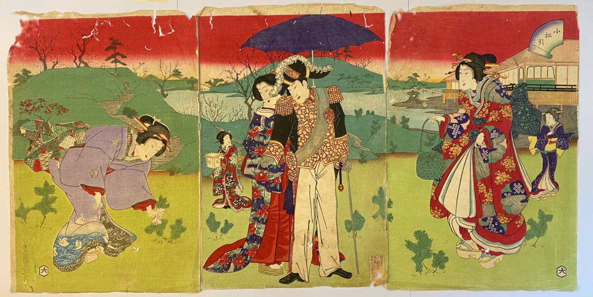 上田清一￼塔の見える風景(薬師寺) 額53×60.5絵38×