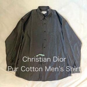 90s Christian Dior Monsieurクリスチャン ディオール 長袖 シャツ グレー XLメンズ 16 1/2HommeオムgarconsギャルソンCharvetシャルべL