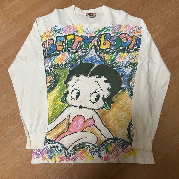 良品 90s USA製 BETTY BOOP ビッグプリント ロンT L
