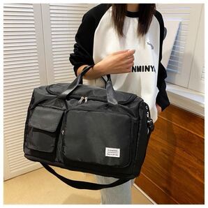 ボストンバッグ 旅行 大容量 拡張 軽量 収納 キャリーオン ナイロン 多機能 黒 ブラック ビジネスバッグ