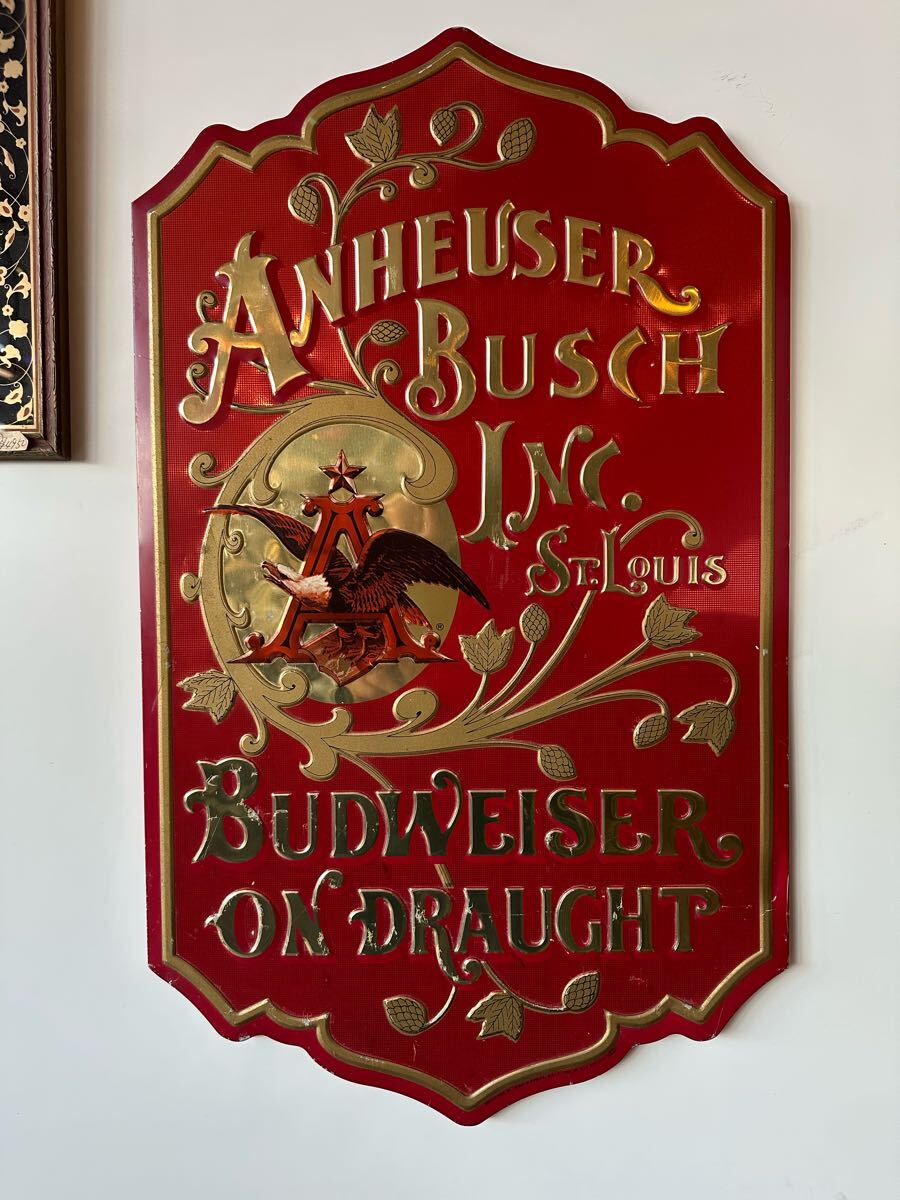 Budweiser】輸入物☆バドワイザー 大型 パブミラー 看板 Budweiser】輸入物☆バドワイザー 大型 パブミラー 看板