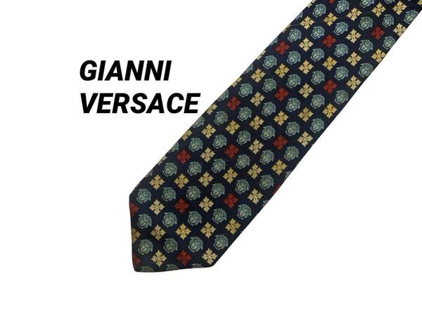 GIANNI VERSACE ジャンニ ヴェルサーチ ロゴ ネクタイ ネイビー