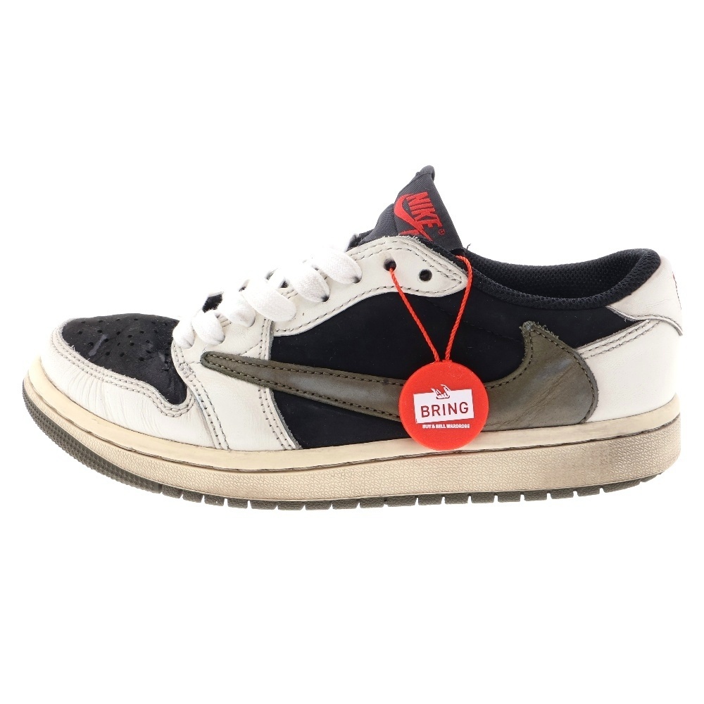 ナイキ トラヴィススコット×AIR JORDAN 1 ウィメンズ エアジョーダン1 ミディアムオリーブ ローカットスニーカー US6.5/23.5cm DZ4137-106